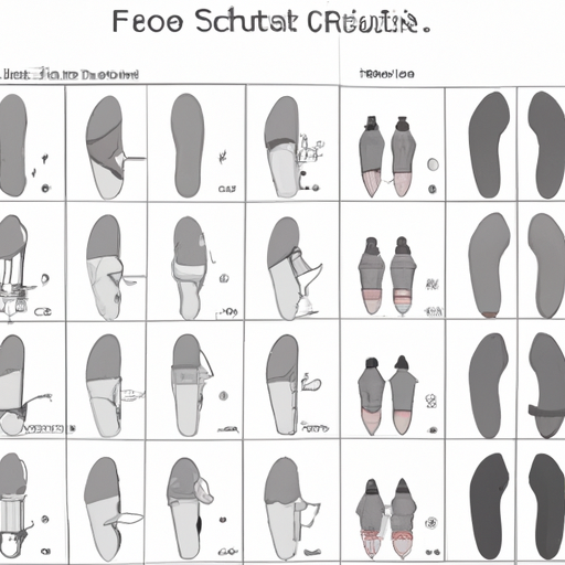 תרשים המציג סוגי רגליים שונים והמלצות הנעליים המתאימות להם