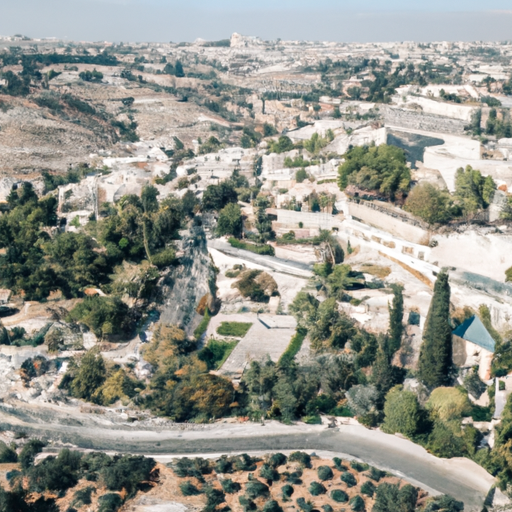 מבט אווירי של שורת המוזיאונים, המציג את מיקומו בתוך הנוף העירוני ההיסטורי של ירושלים.