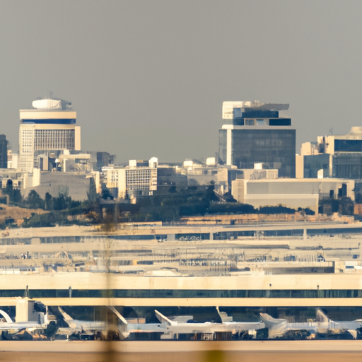 1. צילום פנורמי של נמל התעופה בן גוריון עם מלונות ברקע.