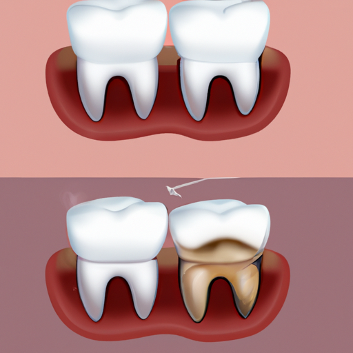 תמונת לפני ואחרי של שן שעוברת טיפול סתימה